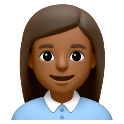Emoji Nhân viên văn phòng nữ: màu da tối trung bình 👩🏾‍💼 dạng 3D