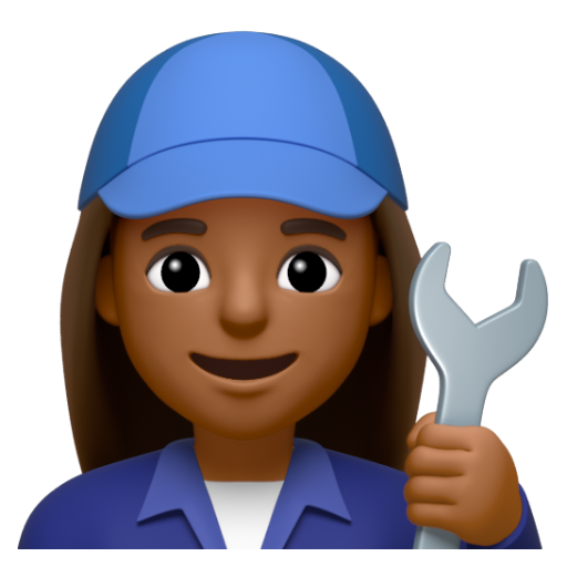Emoji Thợ máy nữ: màu da tối trung bình 👩🏾‍🔧 dạng 3D