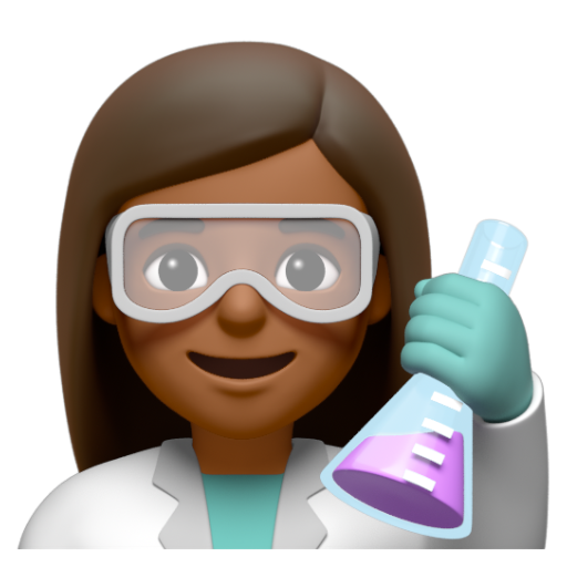 Emoji Nhà khoa học nữ: màu da tối trung bình 👩🏾‍🔬 dạng 3D