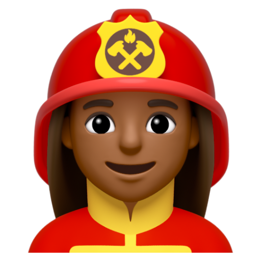 Emoji Lính cứu hỏa nữ: màu da tối trung bình 👩🏾‍🚒 dạng 3D