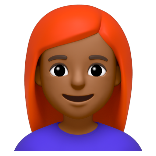 Emoji Phụ nữ: màu da tối trung bình, tóc đỏ 👩🏾‍🦰 dạng 3D