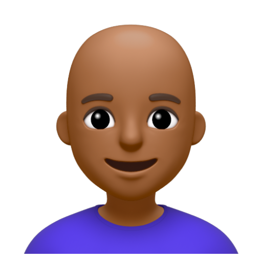 Emoji Phụ nữ: màu da tối trung bình, hói 👩🏾‍🦲 dạng 3D