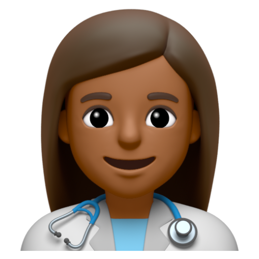 Emoji Nhân viên y tế nữ: màu da tối trung bình 👩🏾‍⚕ dạng 3D
