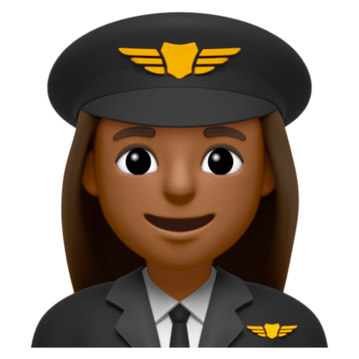Emoji Phi công nữ: màu da tối trung bình 👩🏾‍✈ dạng 3D
