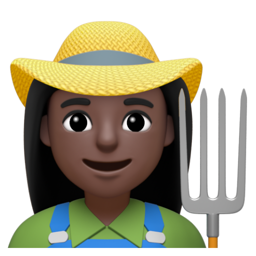 Emoji Nông dân nữ: màu da tối 👩🏿‍🌾 dạng 3D