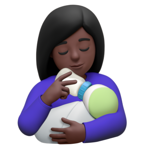 Emoji Người phụ nữ cho con bú: màu da tối 👩🏿‍🍼 dạng 3D