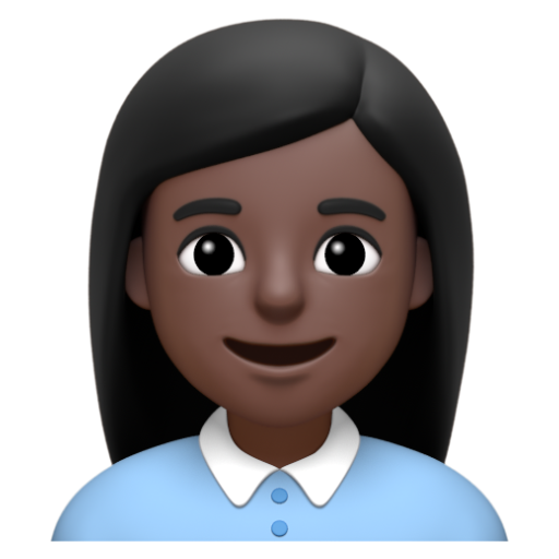 Emoji Nhân viên văn phòng nữ: màu da tối 👩🏿‍💼 dạng 3D