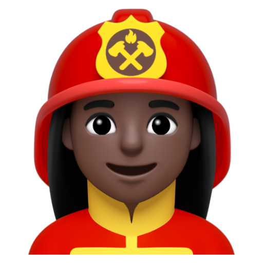 Emoji Lính cứu hỏa nữ: màu da tối 👩🏿‍🚒 dạng 3D