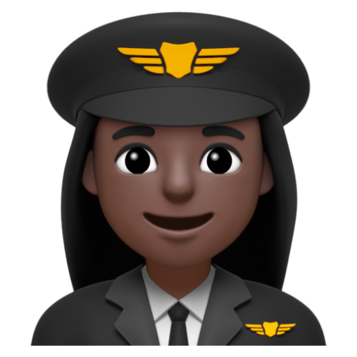 Emoji Phi công nữ: màu da tối 👩🏿‍✈ dạng 3D