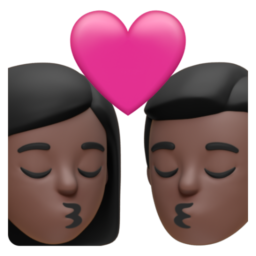 Emoji Nụ hôn: phụ nữ, đàn ông, màu da tối 👩🏿‍❤‍💋‍👨🏿 dạng 3D