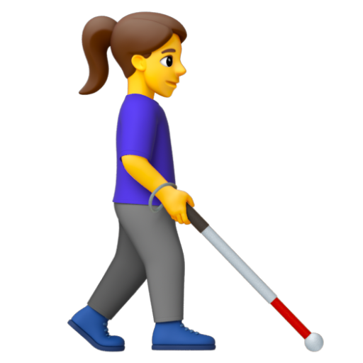 Emoji Người phụ nữ với gậy dò đường: hướng sang phải 👩‍🦯‍➡ dạng 3D