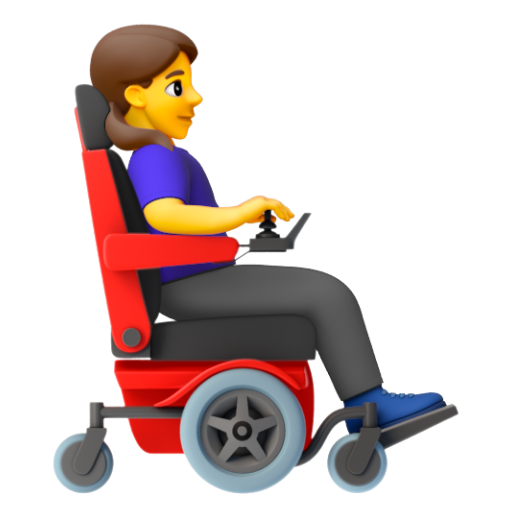 Emoji Người phụ nữ trên xe lăn điện: hướng sang phải 👩‍🦼‍➡ dạng 3D