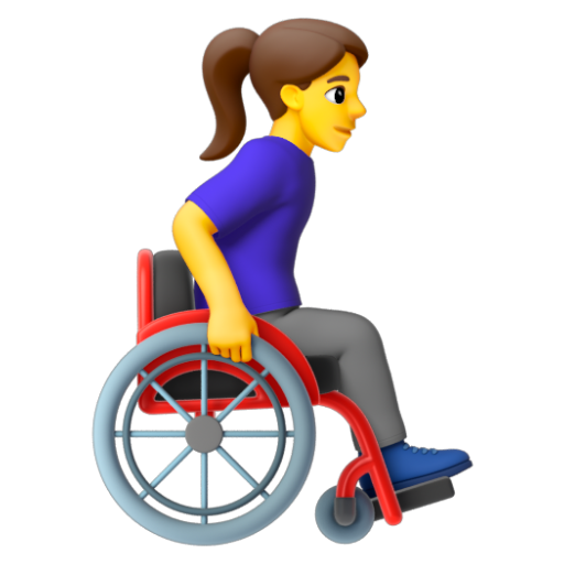Emoji Người phụ nữ trên xe lăn tay: hướng sang phải 👩‍🦽‍➡ dạng 3D