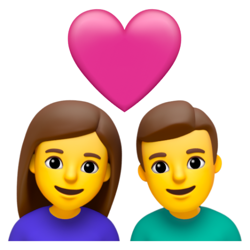 Emoji Cặp đôi với trái tim: phụ nữ, đàn ông 👩‍❤‍👨 dạng 3D