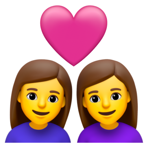 Emoji Cặp đôi với trái tim: phụ nữ, phụ nữ 👩‍❤‍👩 dạng 3D