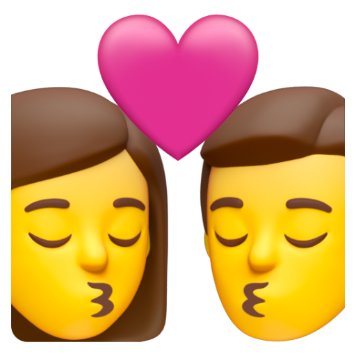 Emoji Nụ hôn: phụ nữ, đàn ông 👩‍❤‍💋‍👨 dạng 3D