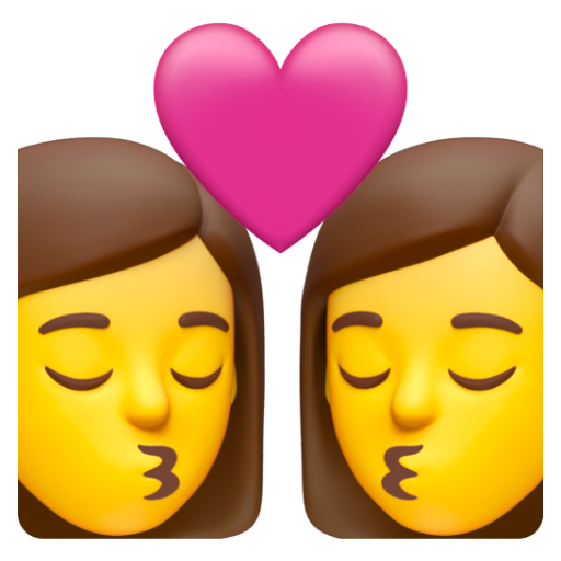 Emoji Nụ hôn: phụ nữ, phụ nữ 👩‍❤‍💋‍👩 dạng 3D