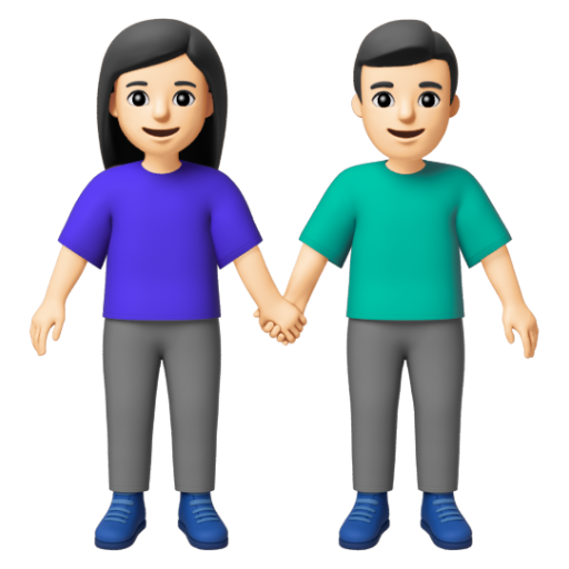 Emoji Người đàn ông và phụ nữ nắm tay: màu da sáng 👫🏻 dạng 3D