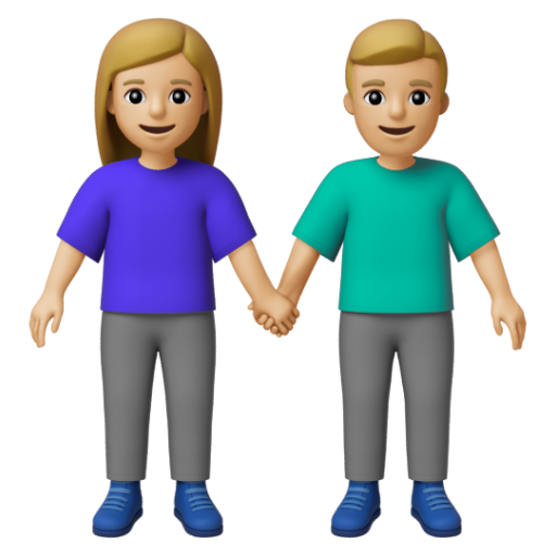 Emoji Người đàn ông và phụ nữ nắm tay: màu da sáng trung bình 👫🏼 dạng 3D