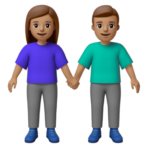 Emoji Người đàn ông và phụ nữ nắm tay: màu da trung bình 👫🏽 dạng 3D