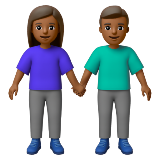 Emoji Người đàn ông và phụ nữ nắm tay: màu da tối trung bình 👫🏾 dạng 3D