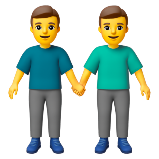 Emoji Hai người đàn ông nắm tay 👬 dạng 3D