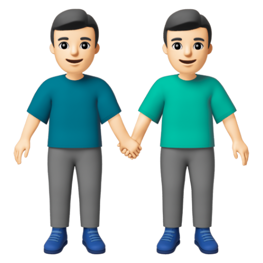 Emoji Hai người đàn ông nắm tay: màu da sáng 👬🏻 dạng 3D