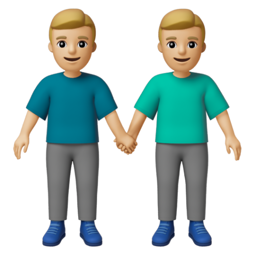 Emoji Hai người đàn ông nắm tay: màu da sáng trung bình 👬🏼 dạng 3D