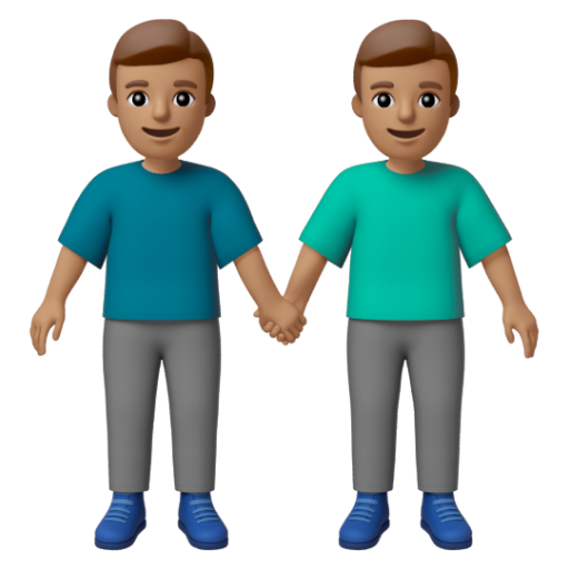 Emoji Hai người đàn ông nắm tay: màu da trung bình 👬🏽 dạng 3D