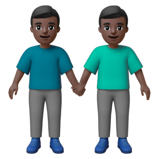 Emoji Hai người đàn ông nắm tay: màu da tối 👬🏿 dạng 3D
