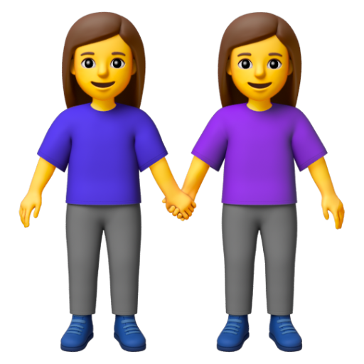 Emoji Hai người phụ nữ nắm tay 👭 dạng 3D