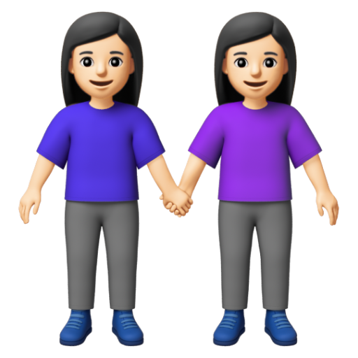 Emoji Hai người phụ nữ nắm tay: màu da sáng 👭🏻 dạng 3D