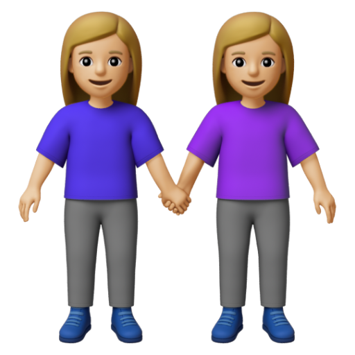 Emoji Hai người phụ nữ nắm tay: màu da sáng trung bình 👭🏼 dạng 3D