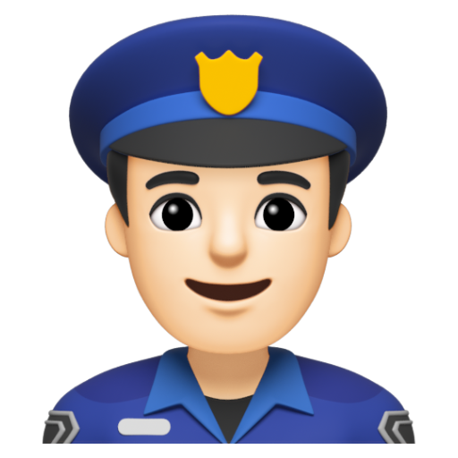 Emoji Cảnh sát nam: màu da sáng 👮🏻‍♂ dạng 3D