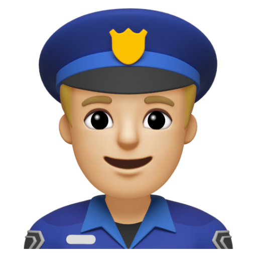 Emoji Cảnh sát nam: màu da sáng trung bình 👮🏼‍♂ dạng 3D