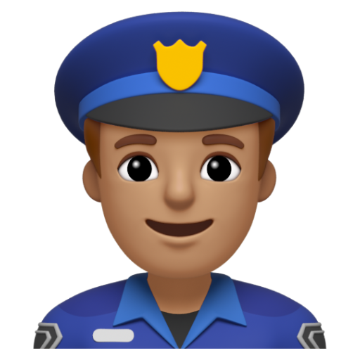 Emoji Cảnh sát nam: màu da trung bình 👮🏽‍♂ dạng 3D