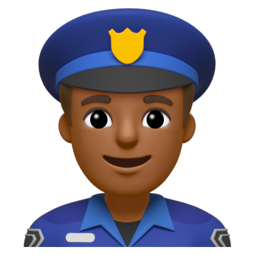 Emoji Cảnh sát nam: màu da tối trung bình 👮🏾‍♂ dạng 3D