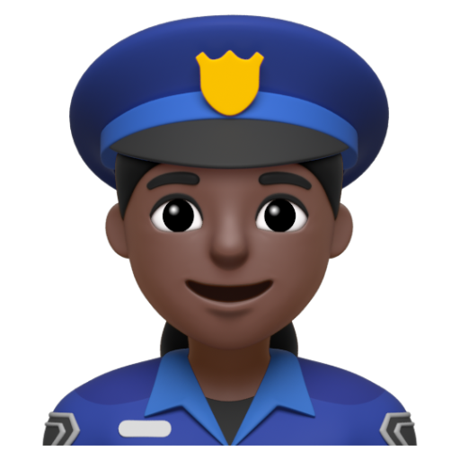 Emoji Cảnh sát nữ: màu da tối 👮🏿‍♀ dạng 3D