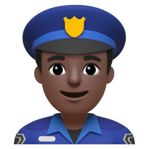 Emoji Cảnh sát nam: màu da tối 👮🏿‍♂ dạng 3D