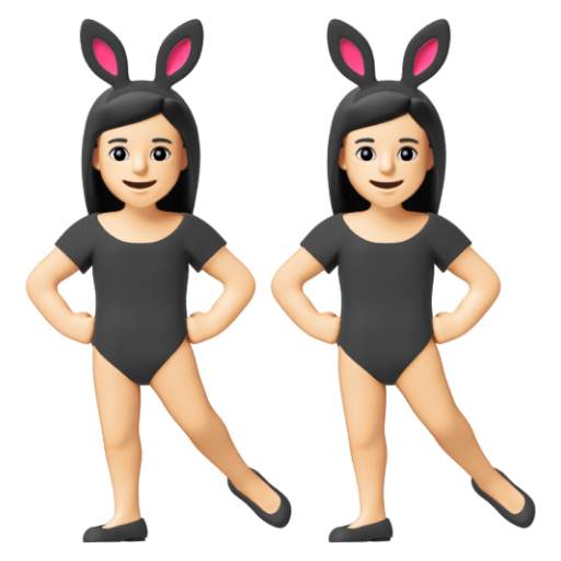 Emoji Những người phụ nữ đeo tai thỏ: màu da sáng 👯🏻‍♀ dạng 3D