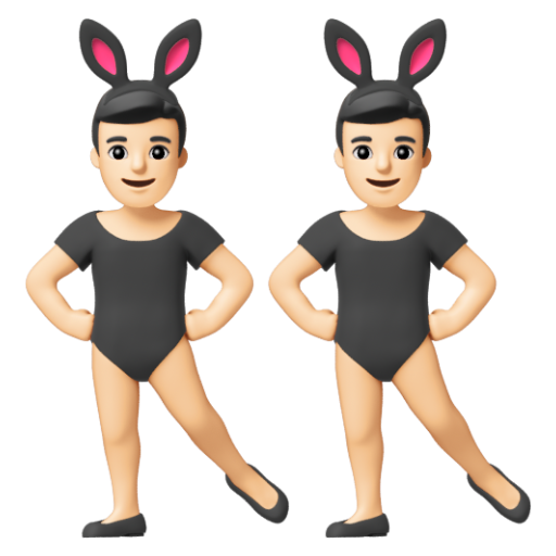 Emoji Những người đàn ông đeo tai thỏ: màu da sáng 👯🏻‍♂ dạng 3D