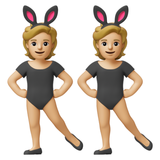 Emoji Những người đeo tai thỏ: màu da sáng trung bình 👯🏼 dạng 3D