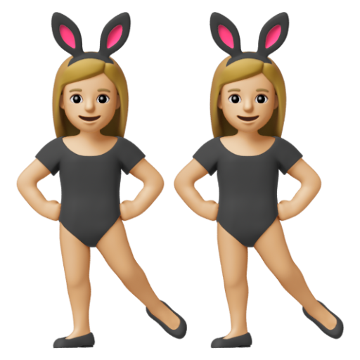 Emoji Những người phụ nữ đeo tai thỏ: màu da sáng trung bình 👯🏼‍♀ dạng 3D