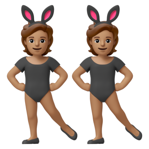 Emoji Những người đeo tai thỏ: màu da trung bình 👯🏽 dạng 3D