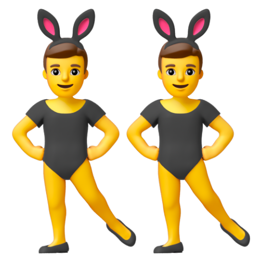 Emoji Những người đàn ông đeo tai thỏ 👯‍♂ dạng 3D
