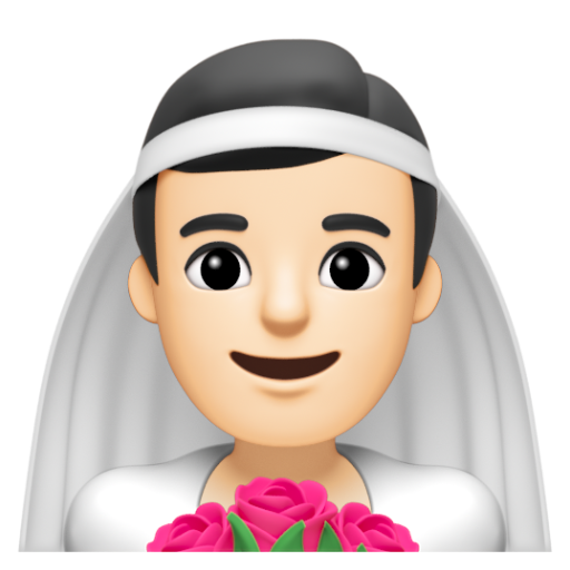 Emoji Người đàn ông đội khăn voan: màu da sáng 👰🏻‍♂ dạng 3D