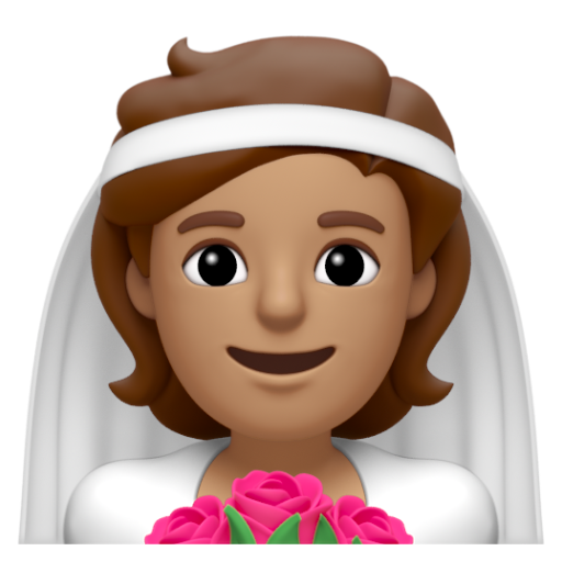 Emoji Người đội khăn voan: màu da trung bình 👰🏽 dạng 3D