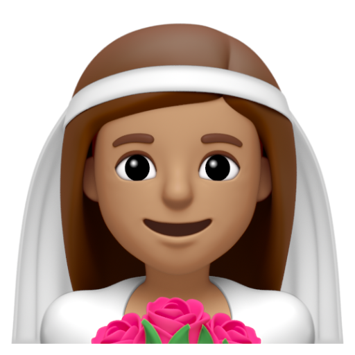 Emoji Người phụ nữ đội khăn voan: màu da trung bình 👰🏽‍♀ dạng 3D