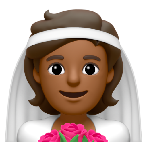 Emoji Người đội khăn voan: màu da tối trung bình 👰🏾 dạng 3D