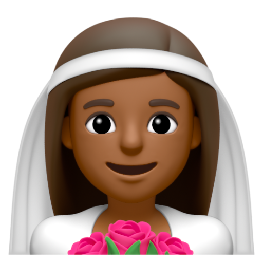 Emoji Người phụ nữ đội khăn voan: màu da tối trung bình 👰🏾‍♀ dạng 3D